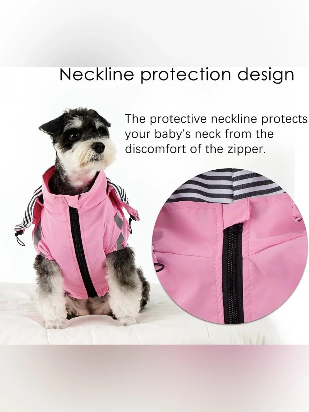 OKpangcho dog raincoat (pink, size M). Features a detachable hood, making it a v
